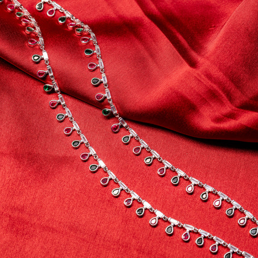 Royal Teardrop Charm Silver Anklet