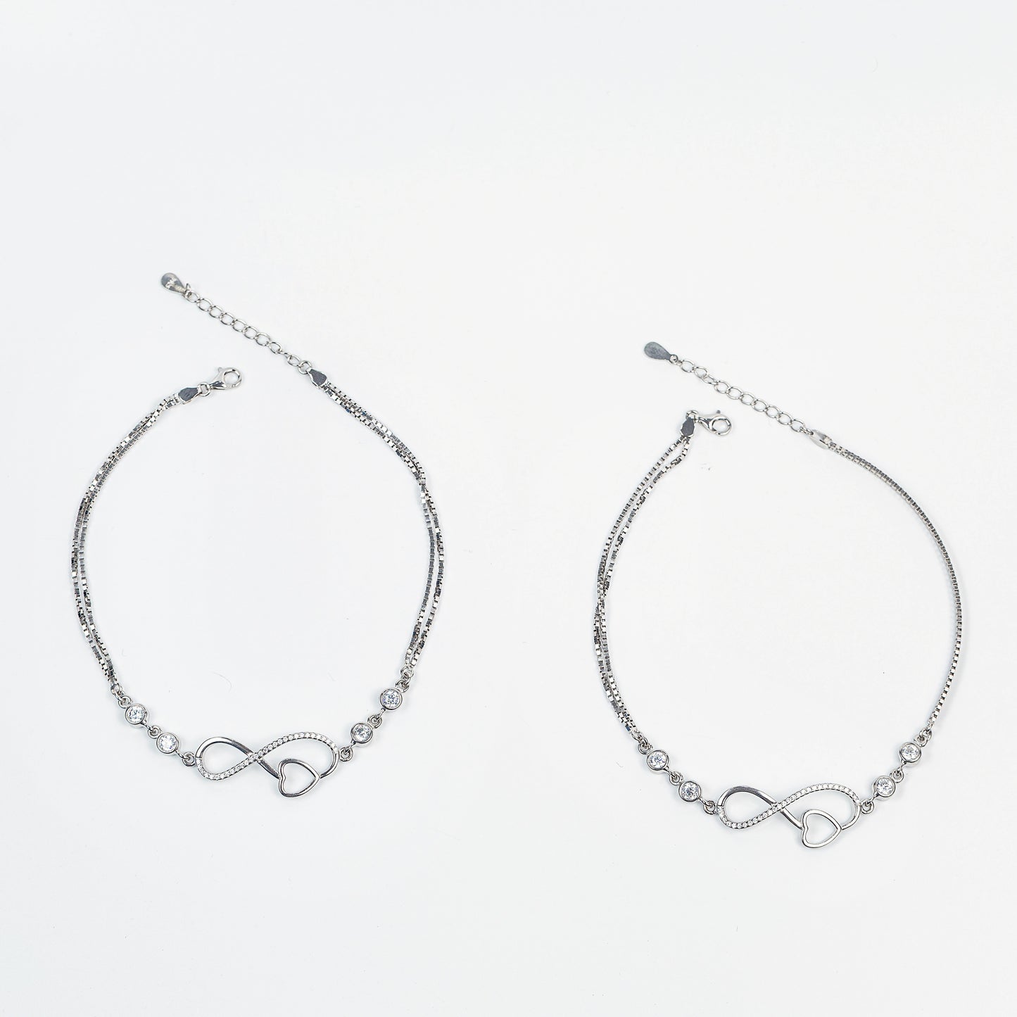Eternal Love Infinity Heart Silver Anklet