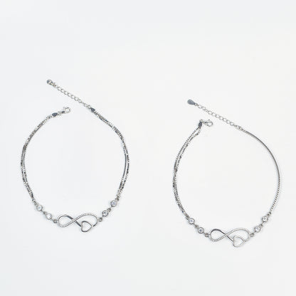 Eternal Love Infinity Heart Silver Anklet