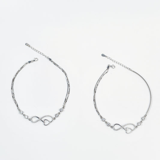 Eternal Love Infinity Heart Silver Anklet
