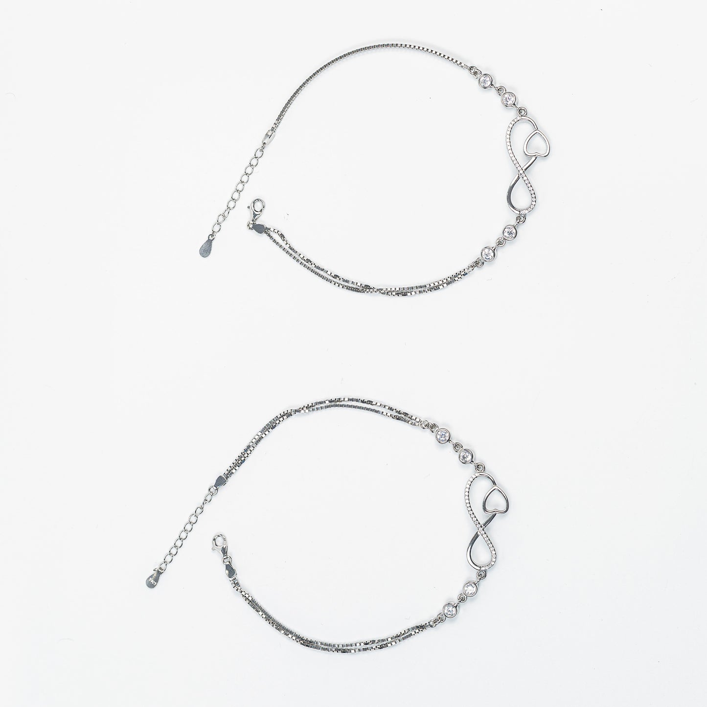 Eternal Love Infinity Heart Silver Anklet