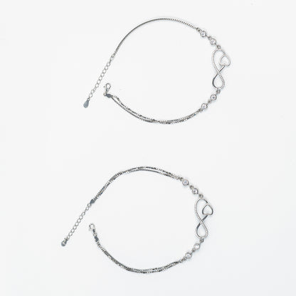 Eternal Love Infinity Heart Silver Anklet