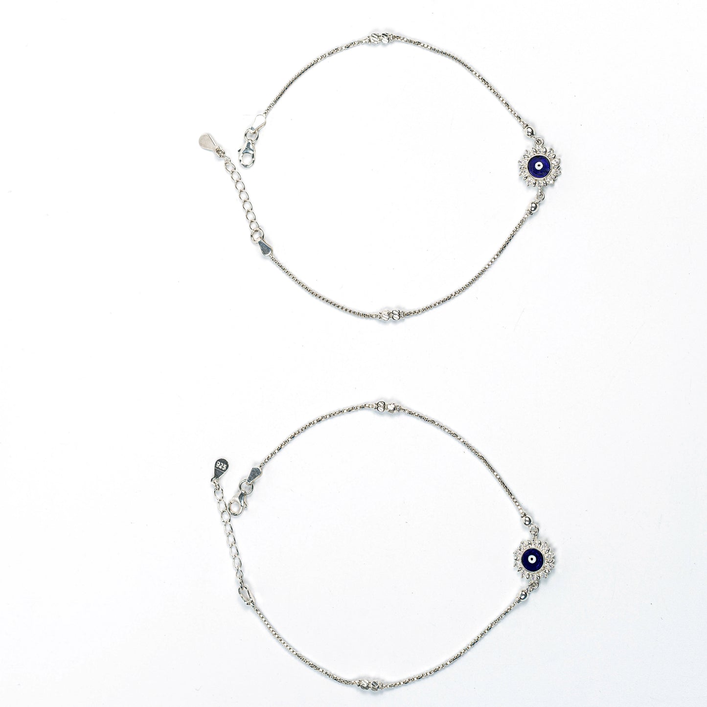 Celestial Evil Eye Charm Silver Anklet
