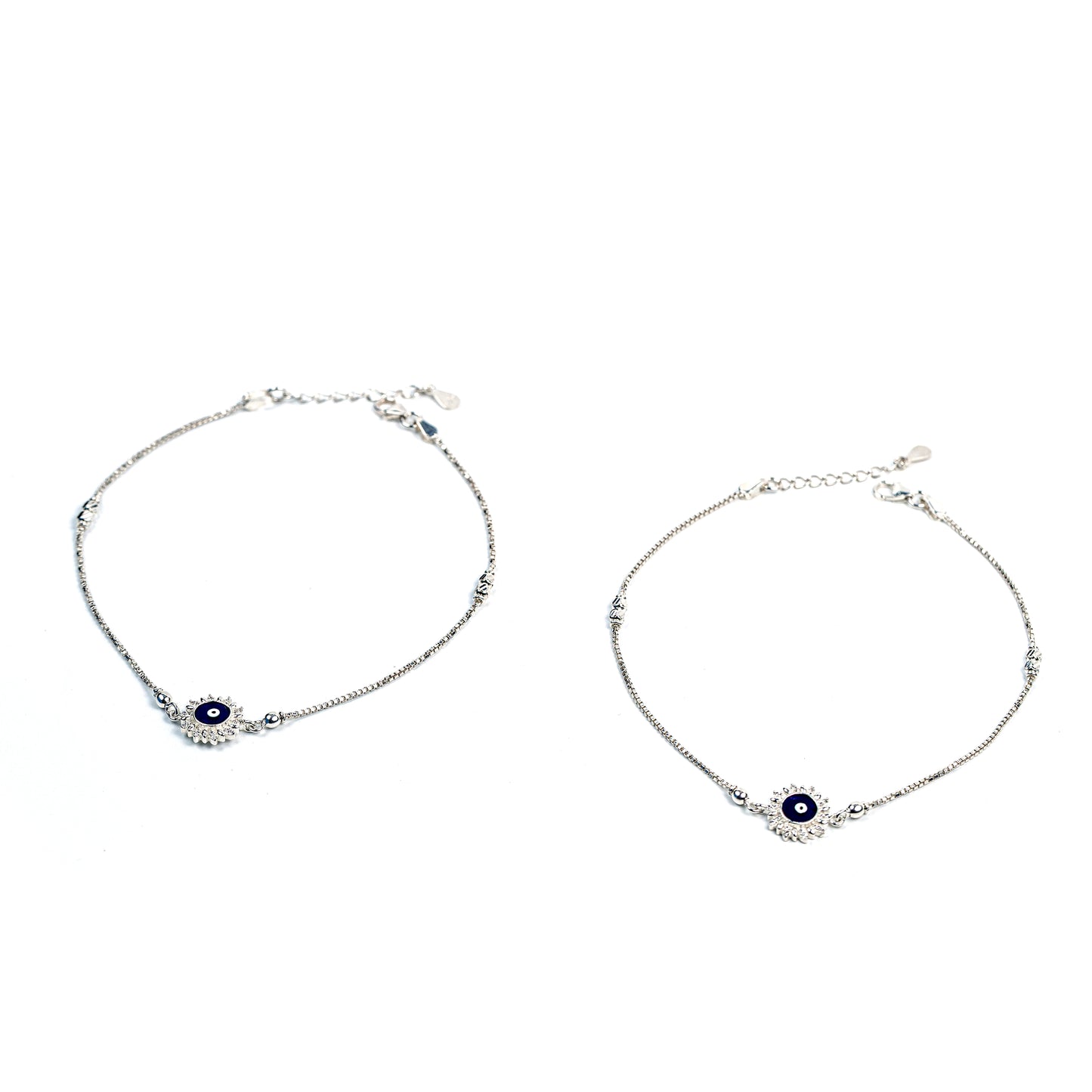 Celestial Evil Eye Charm Silver Anklet