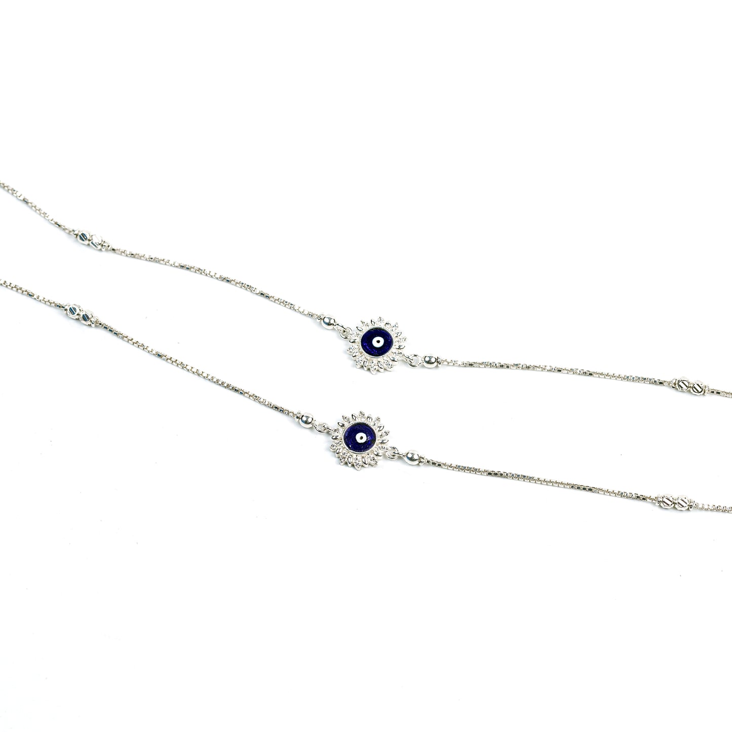 Celestial Evil Eye Charm Silver Anklet
