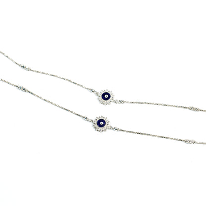 Celestial Evil Eye Charm Silver Anklet