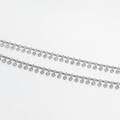 Crystal Teardrop Fringe Silver Anklet