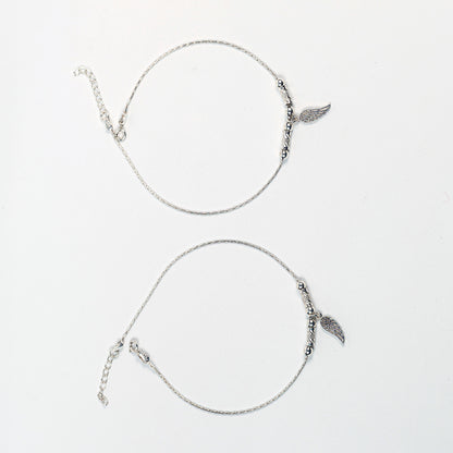 Lucky Wings Charm Silver Anklet