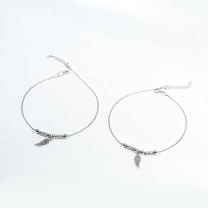 Lucky Wings Charm Silver Anklet