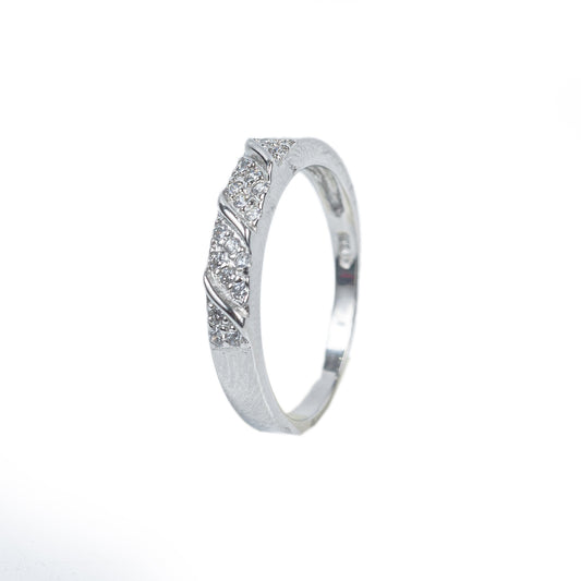 Elegant Wave 925 Silver Zircon Ring