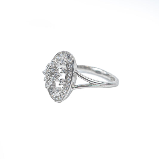 Floral Halo 925 Silver Zircon Ring