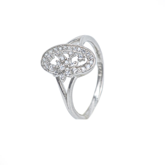Floral Halo 925 Silver Zircon Ring