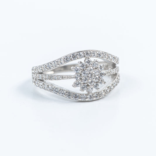 Radiant Bloom 925 Silver Zircon Cluster Ring