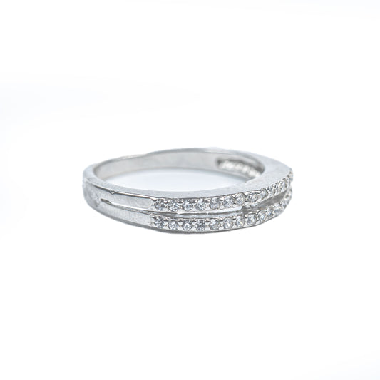 Classic Double Row Zircon 925 Silver Ring
