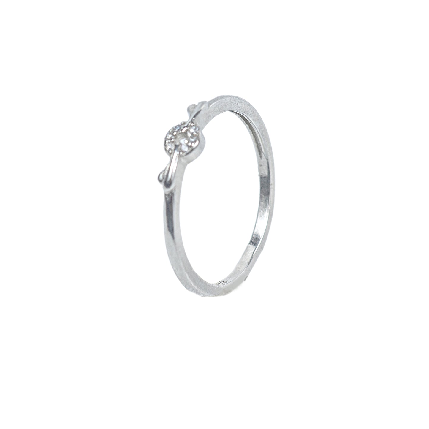 Delicate Infinity Knot Zircon 925 Silver Ring