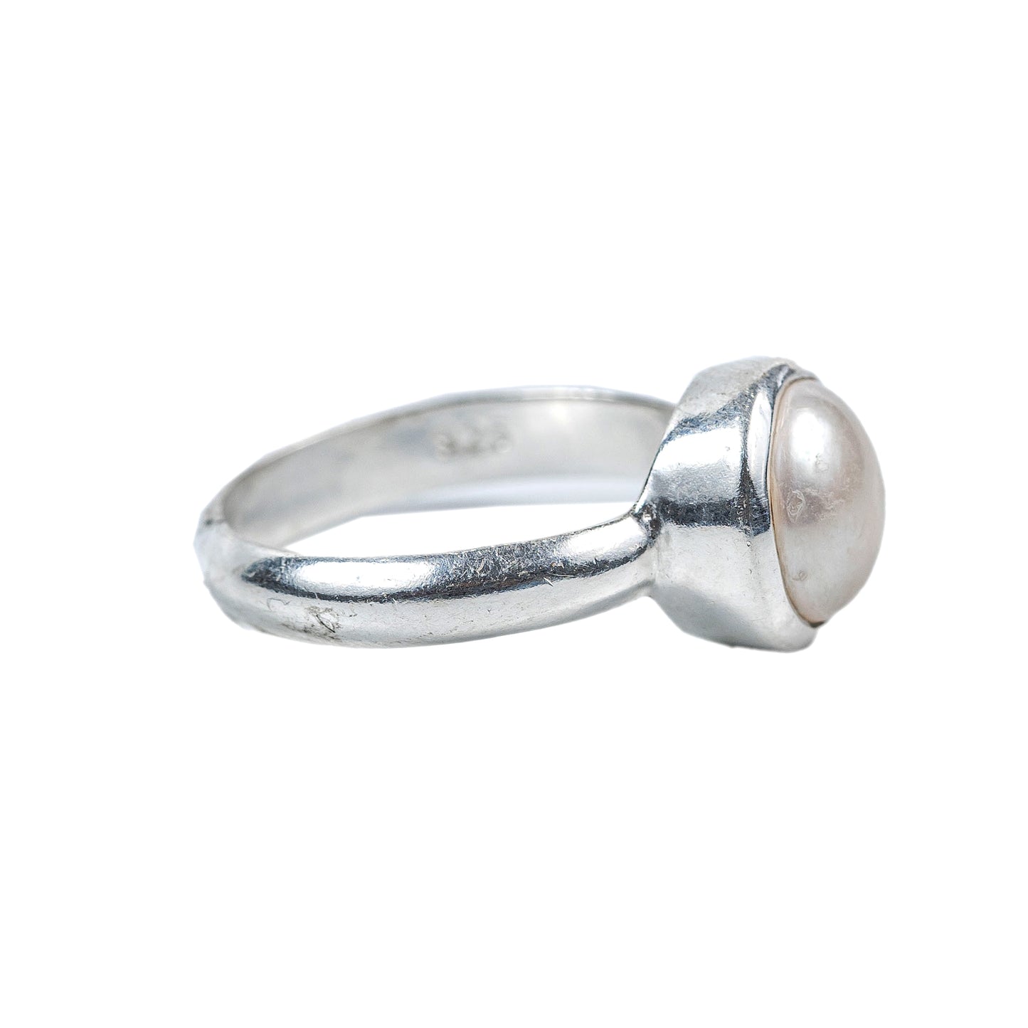 Classic Pearl Solitaire 925 Silver Ring