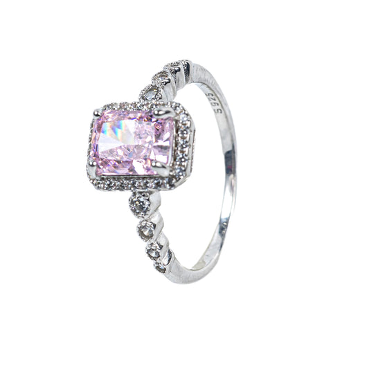 Blush Radiance Halo 925 Sterling Silver Zircon Ring