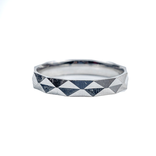 Diamond-Cut Faceted 925 Sterling Silver Band Ring