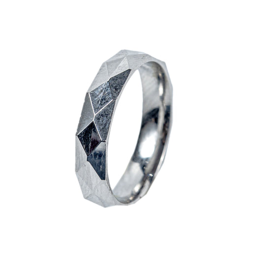 Diamond-Cut Faceted 925 Sterling Silver Band Ring