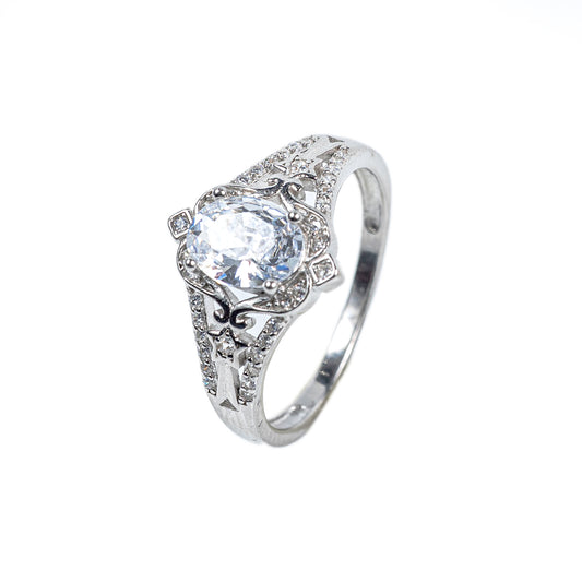 Classic Solitaire 925 Sterling Silver Zircon Ring