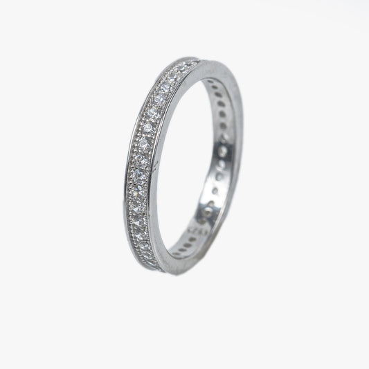 Classic Eternity 925 Sterling Silver Zircon Band Ring
