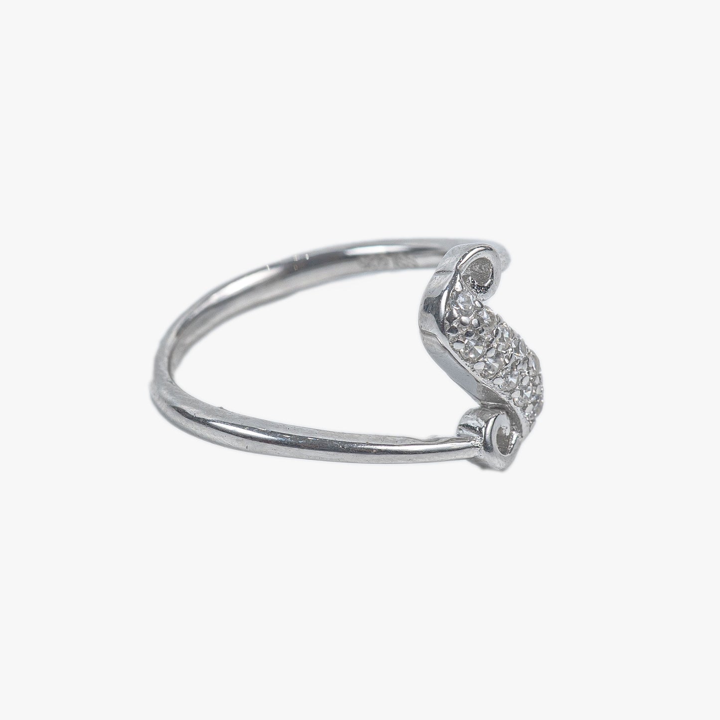 Grace Curve Open-End 925 Sterling Silver Zircon Ring