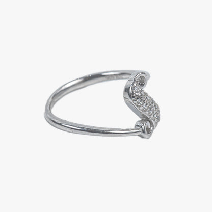 Grace Curve Open-End 925 Sterling Silver Zircon Ring