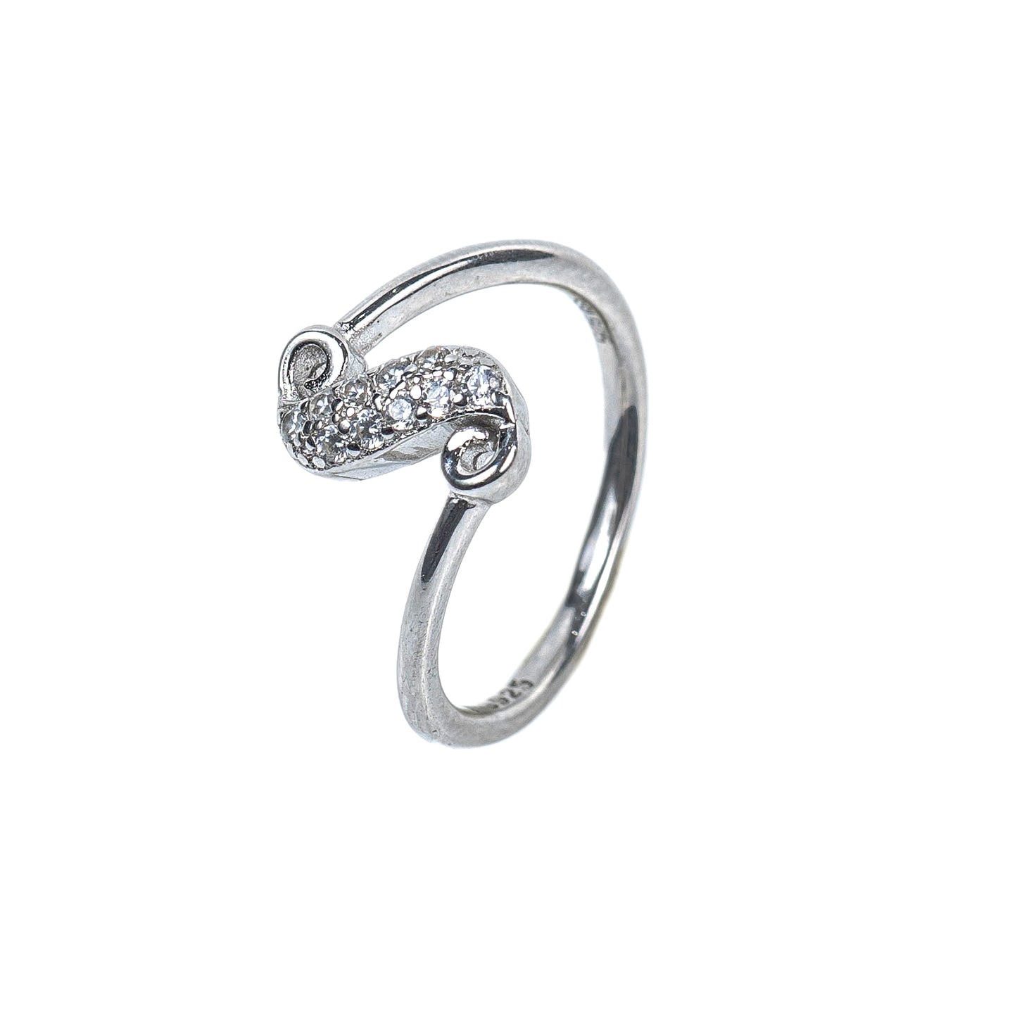 Grace Curve Open-End 925 Sterling Silver Zircon Ring