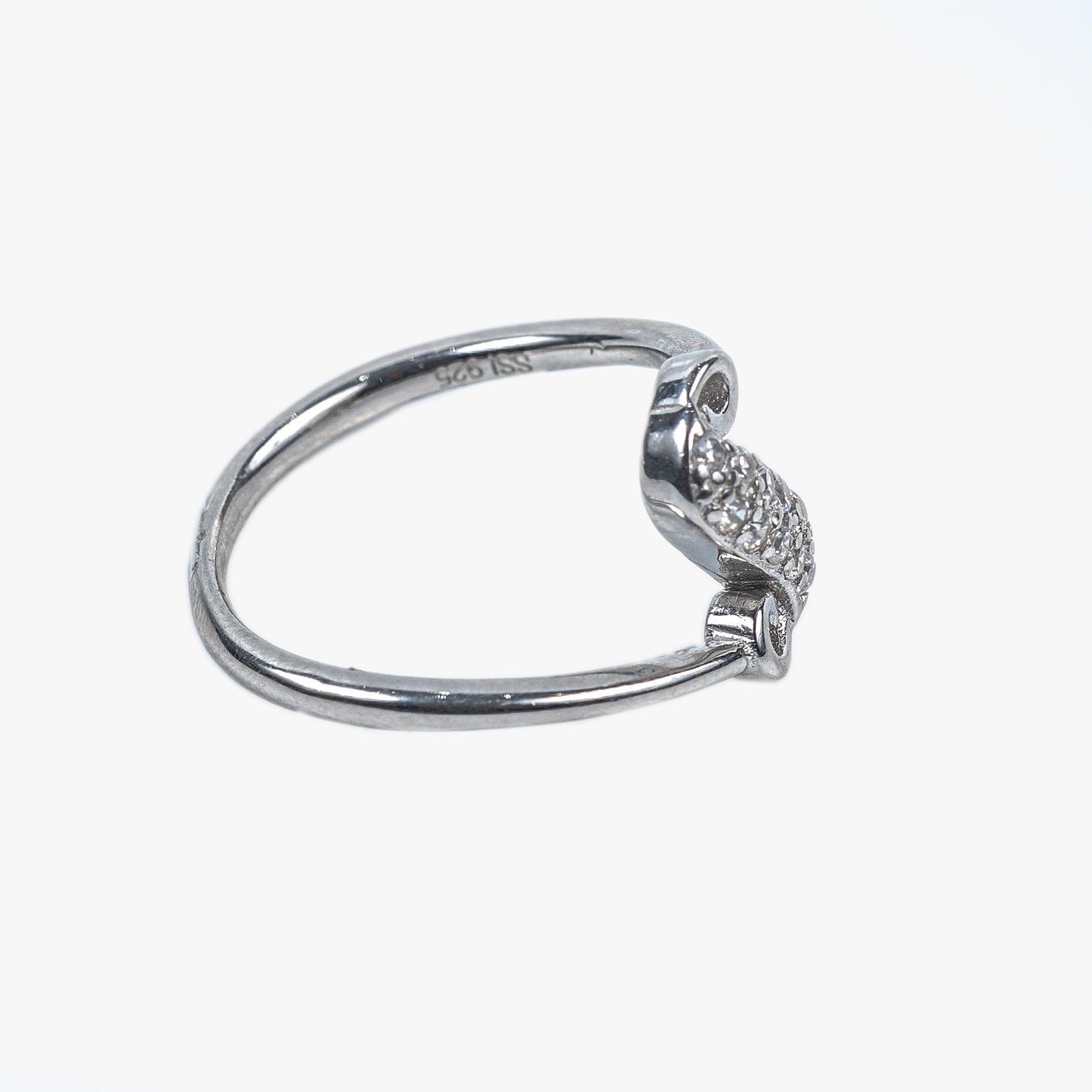 Grace Curve Open-End 925 Sterling Silver Zircon Ring