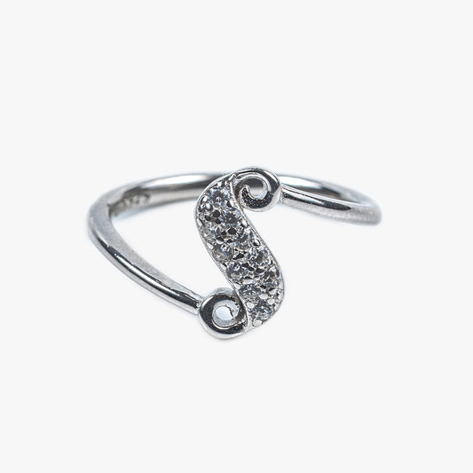 Grace Curve Open-End 925 Sterling Silver Zircon Ring