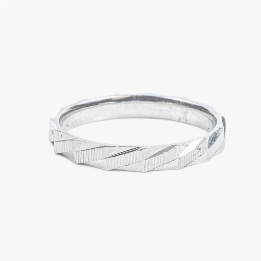 Textured Facet 925 Sterling Silver Minimal Band Ring