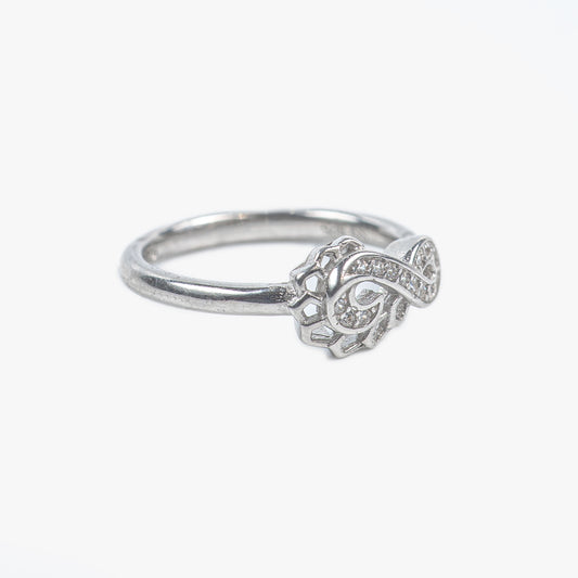 Elegant Swirl Leaf 925 Sterling Silver Zircon Ring