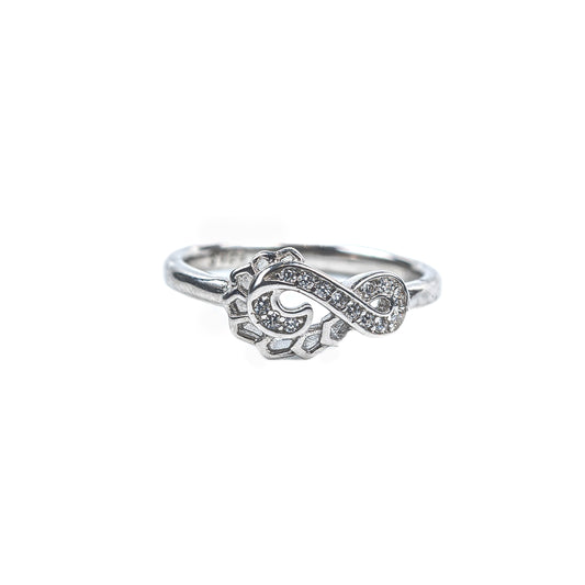 Elegant Swirl Leaf 925 Sterling Silver Zircon Ring