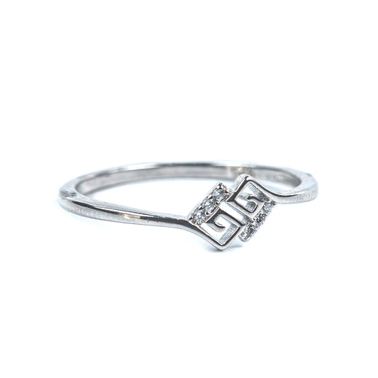Geometric Double Square Zircon Ring – 925 Sterling Silver
