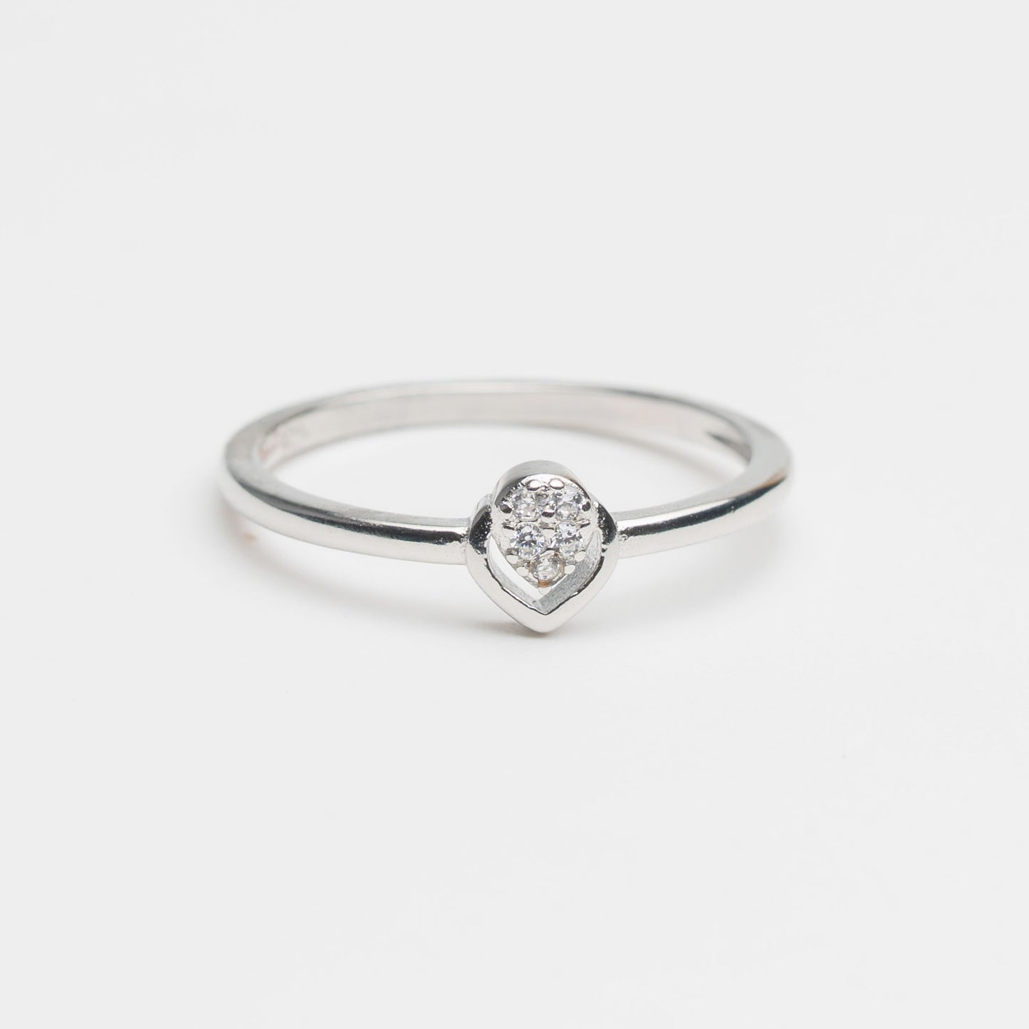 Silver Petite Pear Sparkle Ring