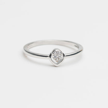 Silver Petite Pear Sparkle Ring