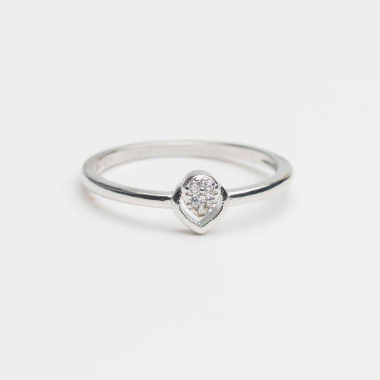 Silver Petite Pear Sparkle Ring