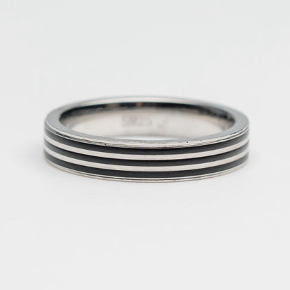 Elegant Silver Groove Band Ring for Women