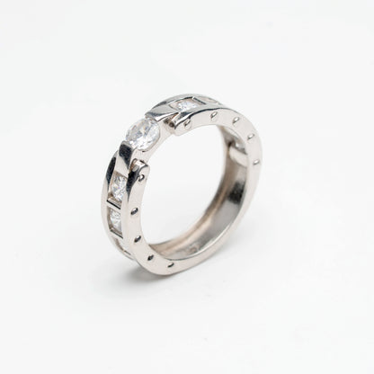 Elegant Silver Groove Band Ring for Women