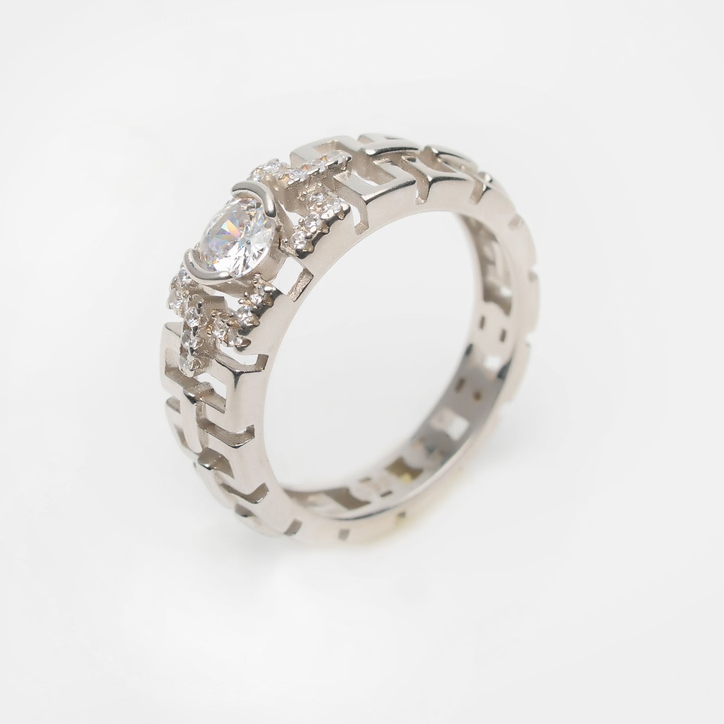 Elegant Silver Geometric Stone Ring for Women