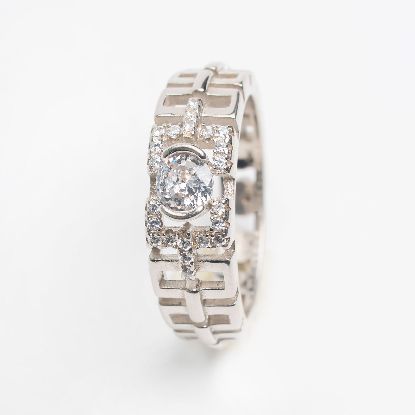 Elegant Silver Geometric Stone Ring for Women