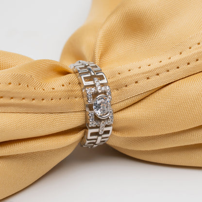 Elegant Silver Geometric Stone Ring for Women