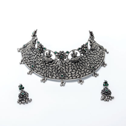 The Heritage Leaf Oxidized Choker Set
