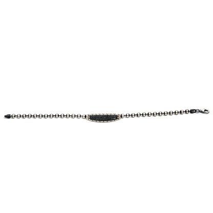 Silver Black Crystal Bar Beaded Bracelet for Women | Elegant 925 Silver Minimal Design