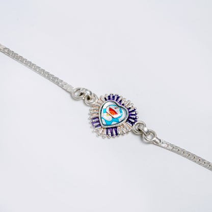 Silver Heart Charm Bracelet for Women | Colourful Enamel Heart Design in 925 Silver