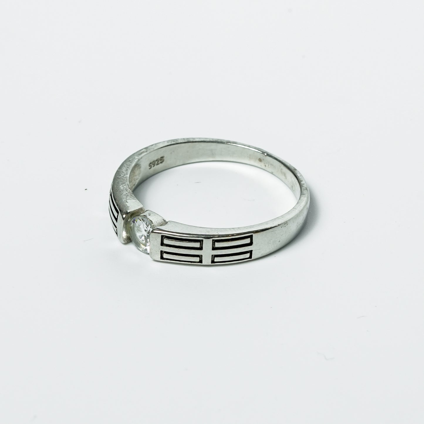 Modern Bar Inlay Solitaire Ring