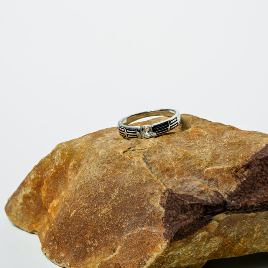 Modern Bar Inlay Solitaire Ring