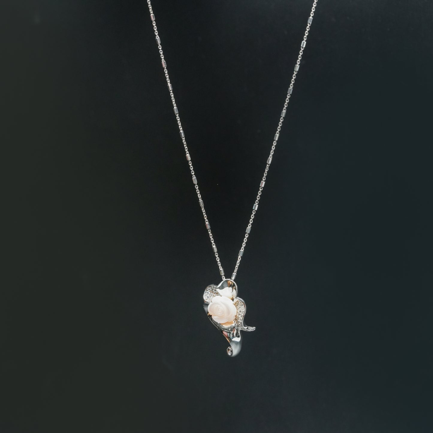 Ivory Bloom Silver Pendant Necklace