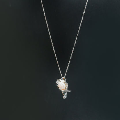 Ivory Bloom Silver Pendant Necklace