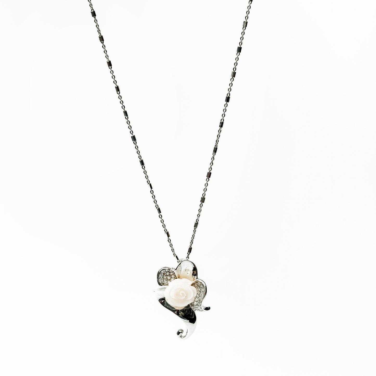 Ivory Bloom Silver Pendant Necklace